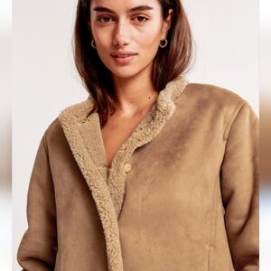 Vtge Hilary Radley Y2K Penny Lane Tan Leather Jacket Faux Fur Quilted Lined